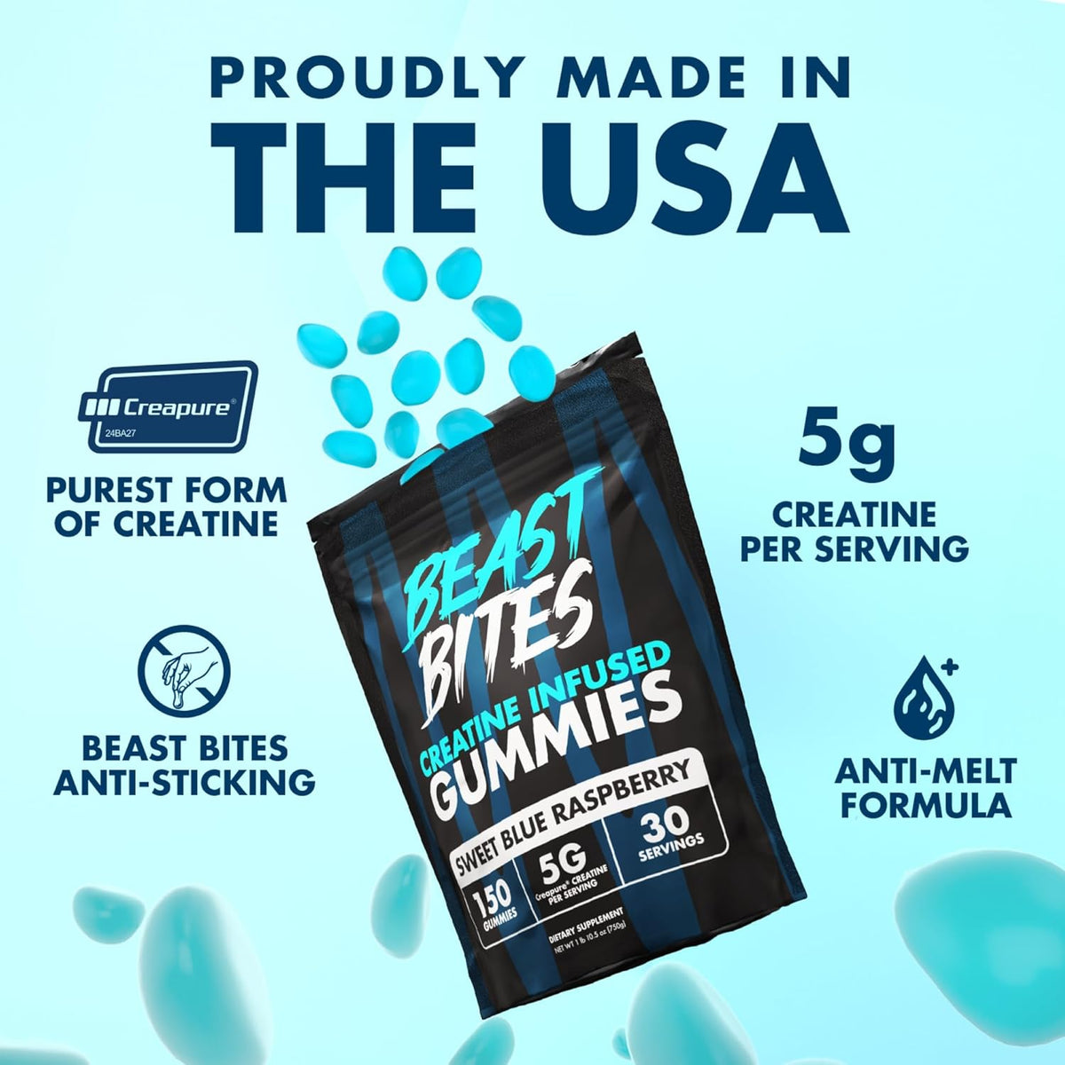 Blue Raspberry Creatine Gummies | 5g per Serving