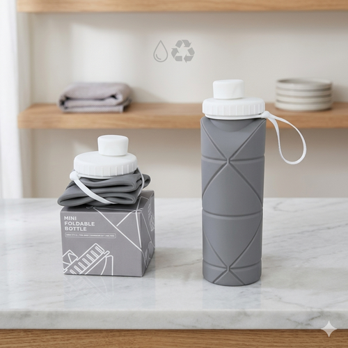 Silicone Folding Water Bottle ( Grey )